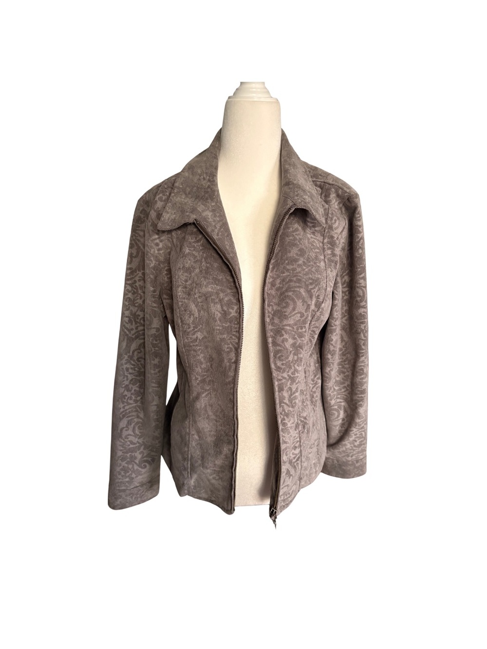 Christopher & Banks Brocade Jacquard Jacket Gray Sz Petite M